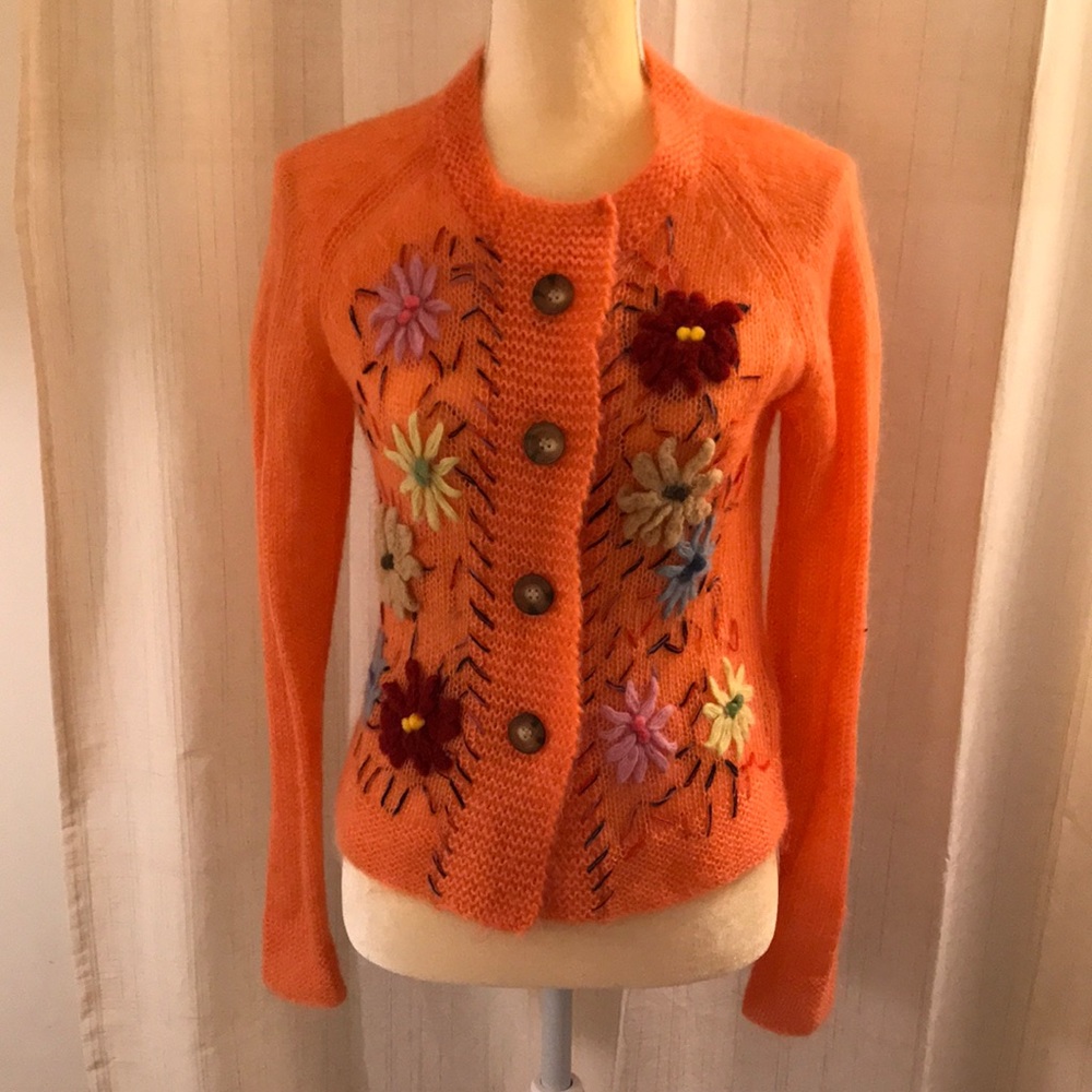 Anthropologie One Girl Who Flower Field Cardigan